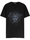 Versace Embroidered Medusa T-shirt In Black
