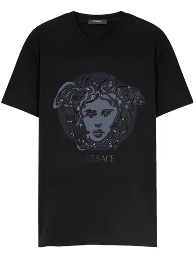 Versace Medusa Head T-shirt In Black