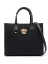 Versace Small Medusa Canvas Tote Bag In Black