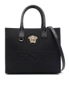 Versace Small Medusa Canvas Tote Bag In Black