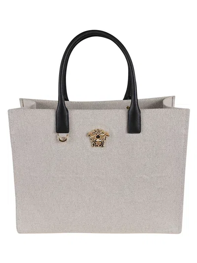 Versace Medusa Head Tote In Rope+black- Gold