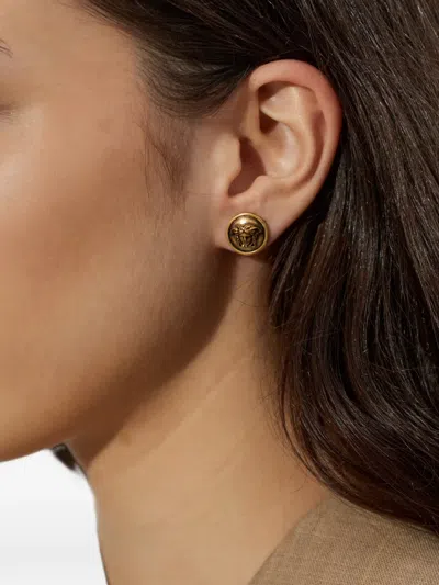 Versace Medusa Head-engraved Earrings In Gold