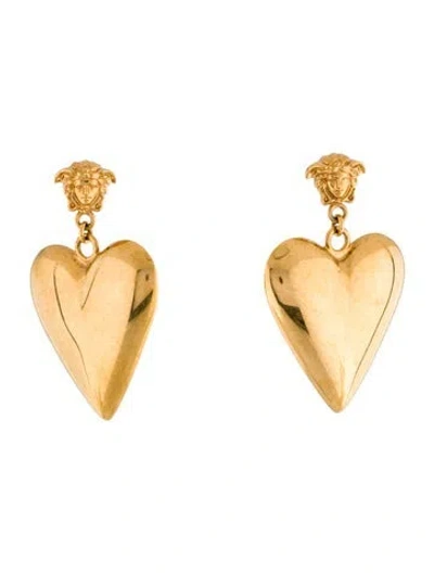 Pre-owned Versace Medusa Heart Drop Earrings In Multi