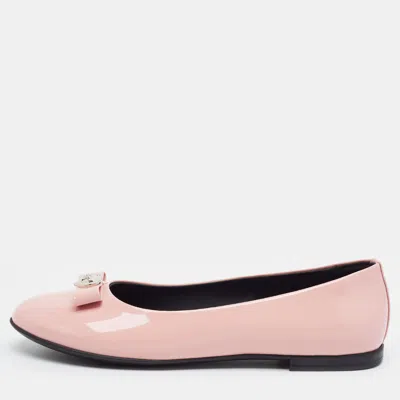 Pre-owned Versace Medusa Heart Size 38 Pink Patent Leather Ballet Flats