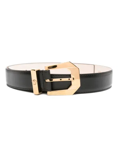 Versace Medusa-plaque Buckle Leather Belt In Black