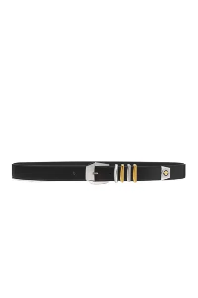 Versace Medusa Heritage Leather Belt In Red