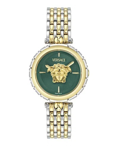Versace Medusa Heritage Leather Watch In Metallic