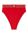 Versace Greca Border High Waist Bikini Bottoms In Red