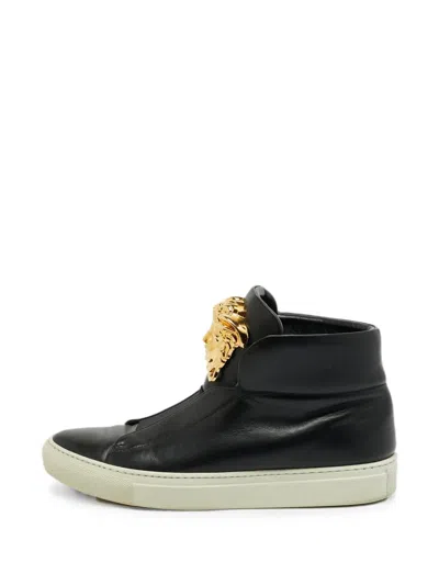 Pre-owned Versace Medusa High-top Sneakers In Black
