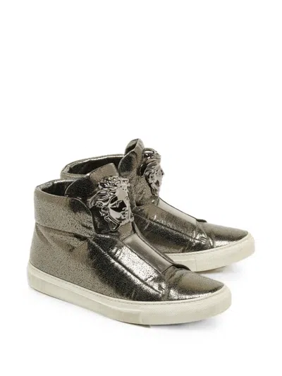 Pre-owned Versace Medusa High-top Sneakers In Grey