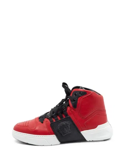 Pre-owned Versace Medusa High-top Sneakers In Red
