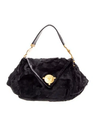 Pre-owned Versace Medusa Hobo In Black