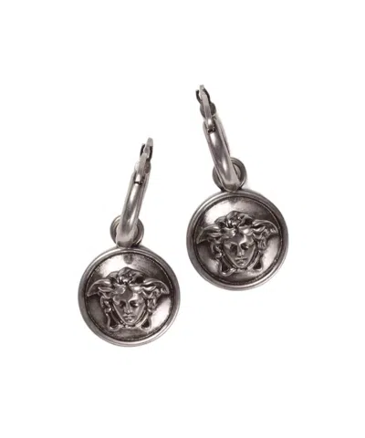 Versace Medusa Hoop Earrings In Silver