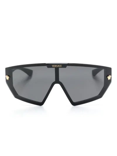 Versace Medusa Horizon Shield-frame Sunglasses In Black