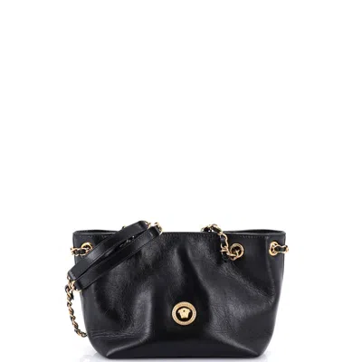 Versace Medusa Icon Chain Tote Leather Mini In Black