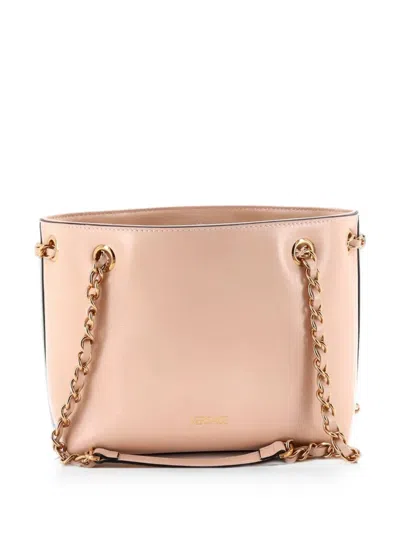 Pre-owned Versace Medusa Icon Chain Tote Leather Mini Bucket Bag In Pink