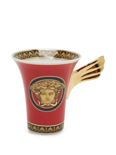 Pre-owned Versace Medusa Ikarus Cup And Saucer In Red