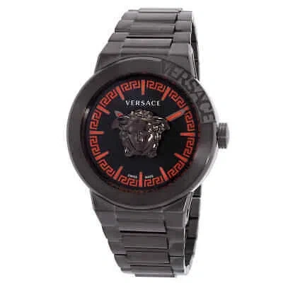 Pre-owned Versace Medusa Infinite Quartz Gunmetal Dial Men's Watch Ve7e00723