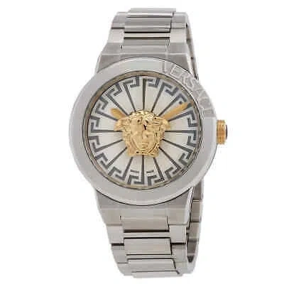 Pre-owned Versace Medusa Infinite Quartz Silver Dial Ladies Watch Ve3f00322