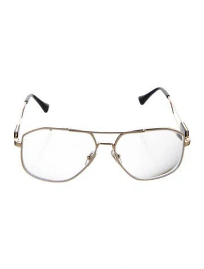 Pre-owned Versace Medusa Insignia Aviator Eyeglasses In Black/gold