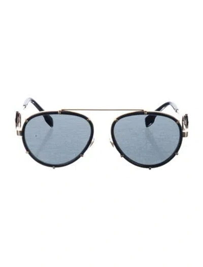 Pre-owned Versace Medusa Insignia Aviator Sunglasses In Black/gold