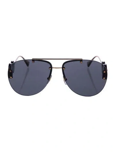 Pre-owned Versace Medusa Insignia Aviator Sunglasses In Black/gold