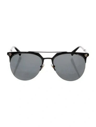 Pre-owned Versace Medusa Insignia Aviator Sunglasses In Black/gold