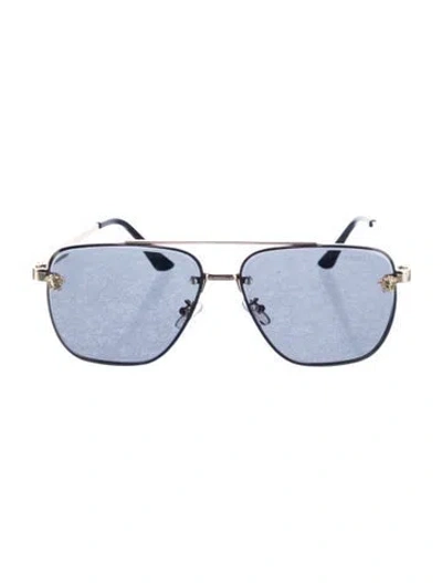 Pre-owned Versace Medusa Insignia Aviator Sunglasses In Gold