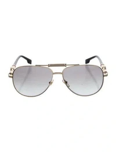 Pre-owned Versace Medusa Insignia Aviator Sunglasses In Gold