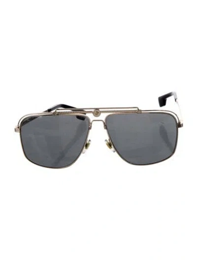 Pre-owned Versace Medusa Insignia Aviator Sunglasses In Gold