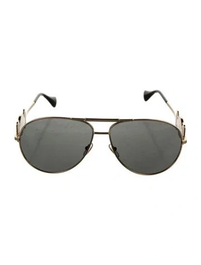 Pre-owned Versace Medusa Insignia Aviator Sunglasses In Gold