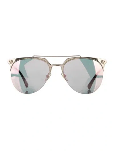 Pre-owned Versace Medusa Insignia Aviator Sunglasses In Gold