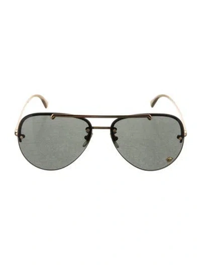 Pre-owned Versace Medusa Insignia Aviator Sunglasses In Gold