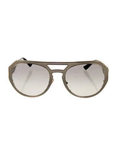 Pre-owned Versace Medusa Insignia Aviator Sunglasses In Gold/metallic