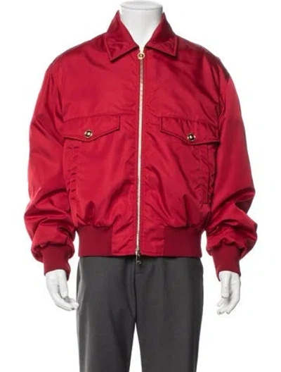 Pre-owned Versace Medusa Insignia Bomber Jacket In Red