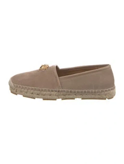 Pre-owned Versace Medusa Insignia Canvas Espadrilles In Neutral
