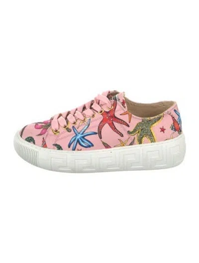 Pre-owned Versace Medusa Insignia Canvas Sneakers In Pink