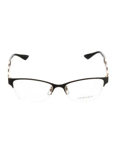 Pre-owned Versace Medusa Insignia Cat-eye Eyeglasses In Black