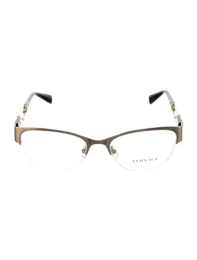 Pre-owned Versace Medusa Insignia Cat-eye Eyeglasses In Gold