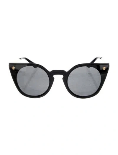Pre-owned Versace Medusa Insignia Cat-eye Sunglasses In Black