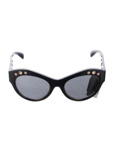 Pre-owned Versace Medusa Insignia Cat-eye Sunglasses In Black