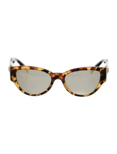 Pre-owned Versace Medusa Insignia Cat-eye Sunglasses In Black/brown
