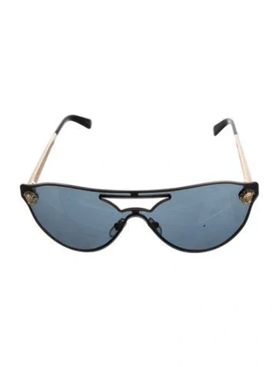 Pre-owned Versace Medusa Insignia Cat-eye Sunglasses In Black/gold
