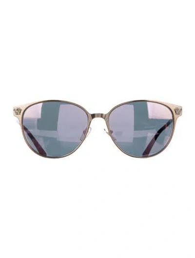 Pre-owned Versace Medusa Insignia Cat-eye Sunglasses In Black/gold