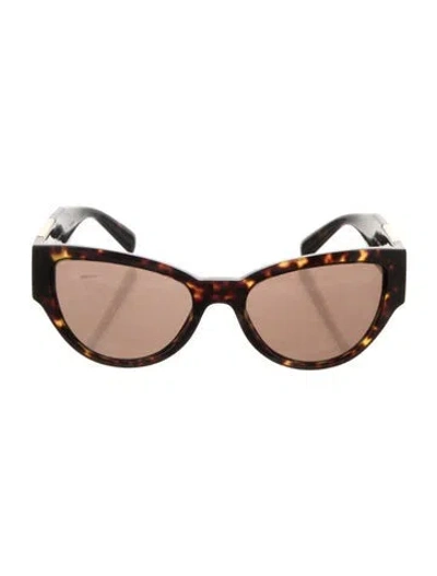 Pre-owned Versace Medusa Insignia Cat-eye Sunglasses In Brown