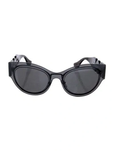 Pre-owned Versace Medusa Insignia Cat-eye Sunglasses In Gray