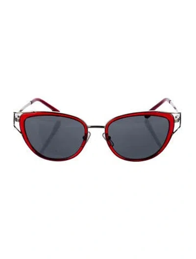 Pre-owned Versace Medusa Insignia Cat-eye Sunglasses In Red