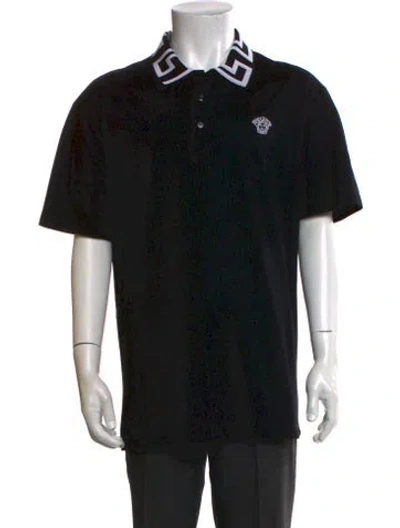 Pre-owned Versace Medusa Insignia Collar Polo Shirt In Black