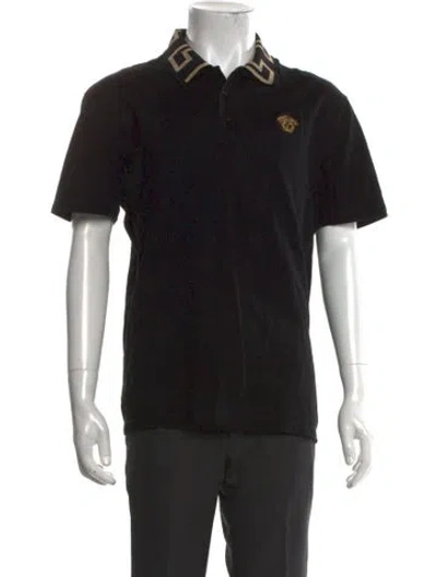 Pre-owned Versace Medusa Insignia Collar Polo Shirt In Black