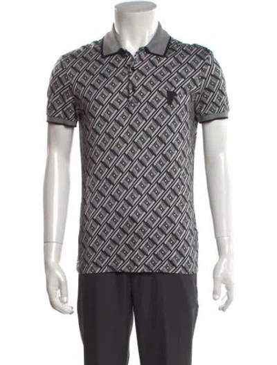 Pre-owned Versace Medusa Insignia Collar Polo Shirt In Grey